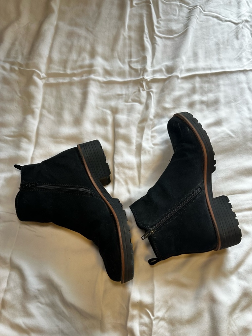 Sun + Stone Black Boots with Brown Welt Trim - Picture 2 of 5
